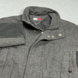 Tommy Hilfiger Wool Field Jacket Mens Small Charcoal Gray Military Coat Heavy